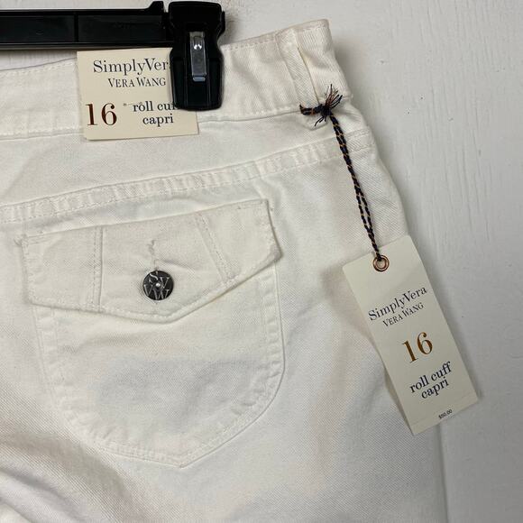 Simply Vera Vera Wang White Cuffed Crop Pants Size 16 - Picture 7 of 8